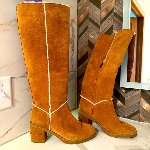 Fully fur lined Honey Tan suede boots by UGG, sz 9.5, never worn. #neutral - Picture 2 of 7